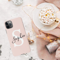 Modern Personalised Name Monogram Pastel Pink