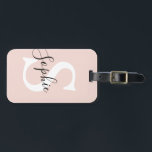 Modern Personalised Name Monogram Pastel Pink Luggage Tag<br><div class="desc">Modern Personalised Name Monogram Pastel Pink</div>