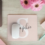 Modern Personalised Name Monogram Pastel Pink Mouse Pad<br><div class="desc">Modern Personalised Name Monogram Pastel Pink</div>
