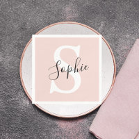 Modern Personalised Name Monogram Pastel Pink