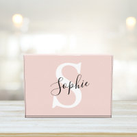 Modern Personalised Name Monogram Pastel Pink