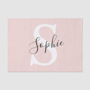 Modern Personalised Name Monogram Pastel Pink Tissue Paper
