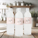 Modern Personalised Name Monogram Pastel Pink Water Bottle Label<br><div class="desc">Modern Personalised Name Monogram Pastel Pink</div>