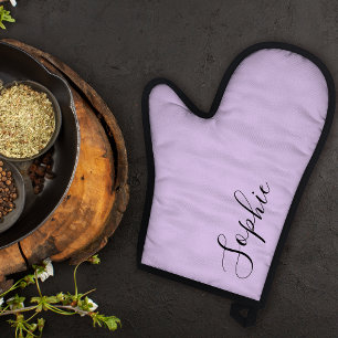 Modern Personalised Name Monogram Pastel Purple Oven Mitt