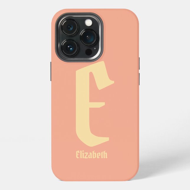 Modern Personalised Name Monogram Pink iPhone case (Back)