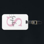 Modern Personalised Name Monogram Pink Luggage Tag<br><div class="desc">Modern Personalised Name Monogram Pink</div>