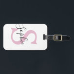 Modern Personalised Name Monogram Pink Luggage Tag<br><div class="desc">Modern Personalised Name Monogram Pink</div>