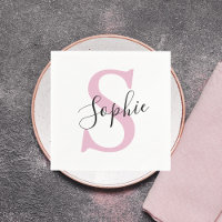 Modern Personalised Name Monogram Pink