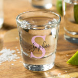 Modern Personalised Name Monogram Pink Shot Glass<br><div class="desc">Modern Personalised Name Monogram Pink</div>