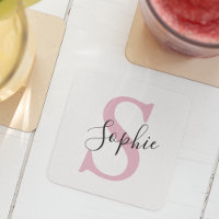 Modern Personalised Name Monogram Pink