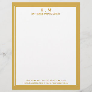 Modern Personalised Name Ochre White Minimalistic  Custom Letterhead