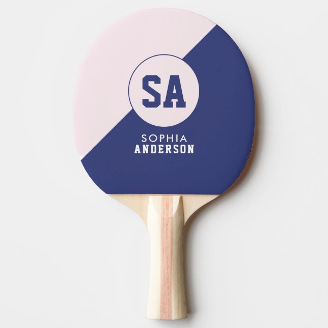 Modern Personalised Name Pink And Blue Ping Pong Paddle (Front)