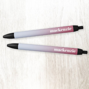 Modern Personalised Name Pink Blue Gradient Black Ink Pen