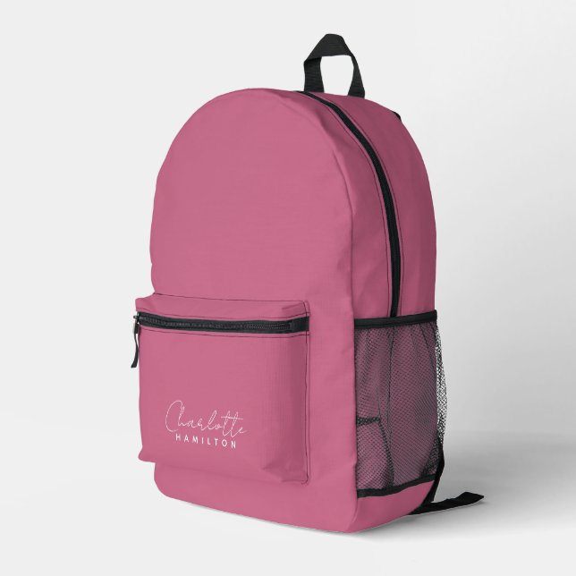 Modern Personalised Name Pink Tones Printed Backpack (Back Corner Right)