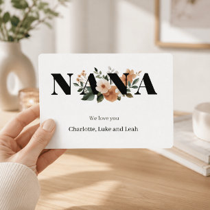 Modern Personalised Nana Floral Card