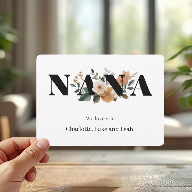 Modern Personalised Nana Floral Card (Creator Uploaded)