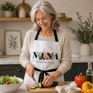 Modern Personalised Nana Floral Gift Apron