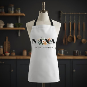 Modern Personalised Nana Floral Gift Apron
