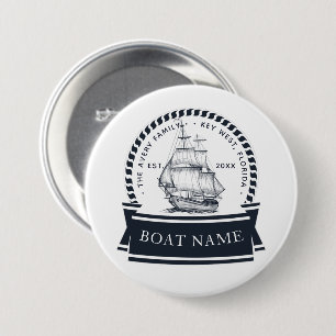 Modern Personalised Nautical Boat 7.5 Cm Round Badge