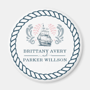 Modern Personalised Nautical Wedding Magnet