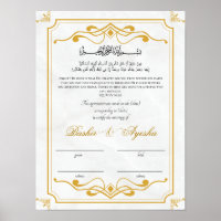 Modern Personalised Nikkah Marriage Certificate