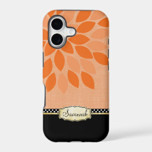 Modern Personalised Orange Black Gold iPhone Case
