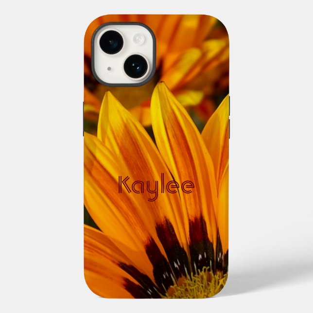 Modern Personalised Orange Daisy Floral Case-Mate iPhone Case (Back)