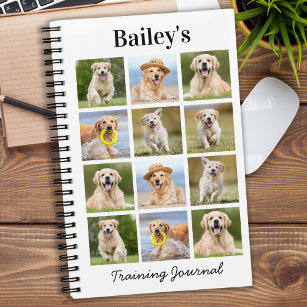 Modern Personalised Pet Dog 12 Photo Collage Notebook
