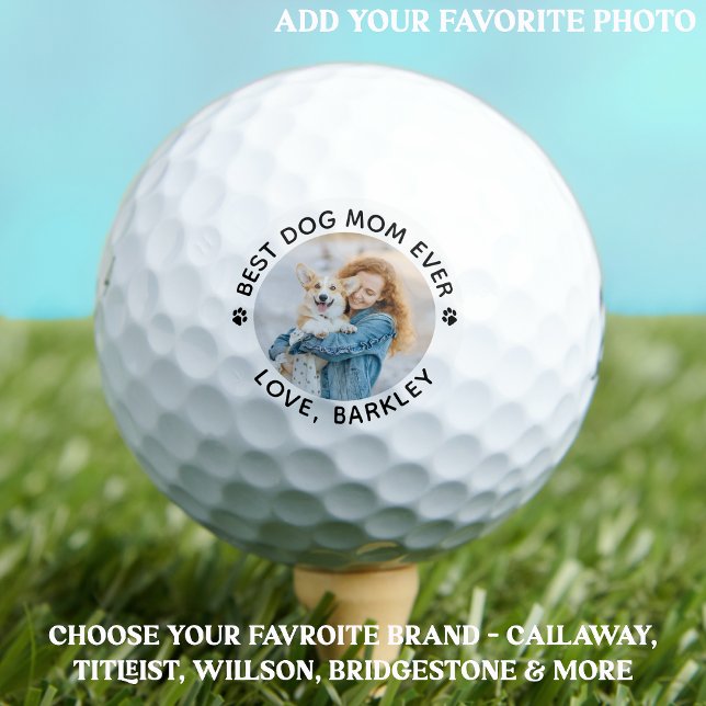 Modern Personalised Pet Photo Best DOG MOM Ever Golf Balls (Creator Uploaded)