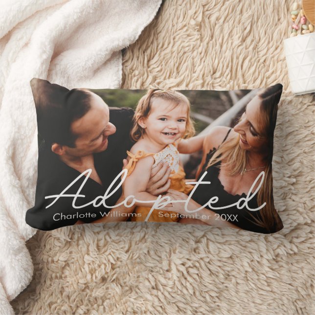 Modern Personalised Photo Adoption Lumbar Cushion (Blanket)