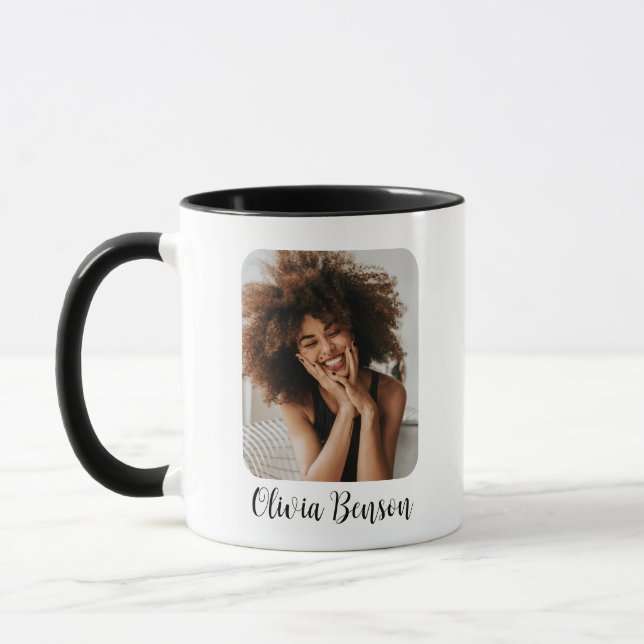 Modern Personalised Photo and Name Create your own Mug (Left)