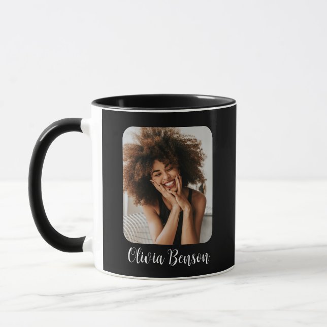 Modern Personalised Photo and Name Create your own Mug (Left)