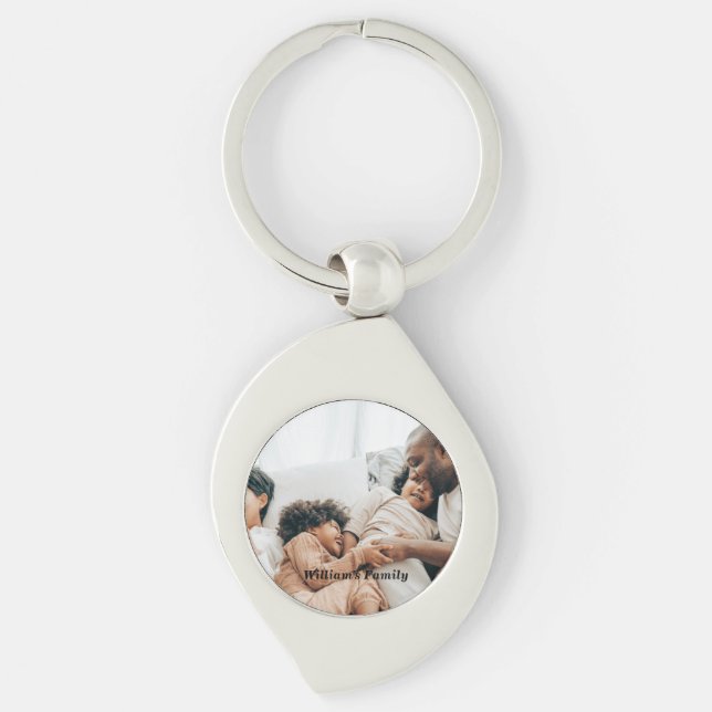 Modern Personalised Photo and Text Key Ring (Front)