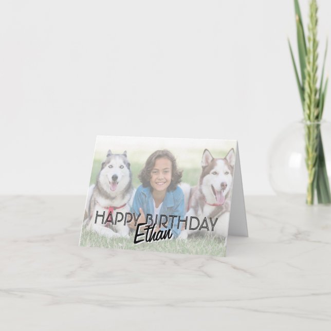 Modern Personalised Photo Birthday Card Custom  (Front)