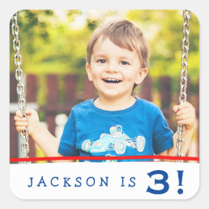 Modern Personalised Photo Birthday Stickers