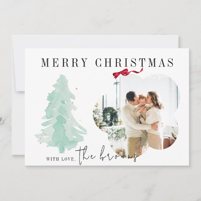 Modern Personalised photo Christmas card (Front)