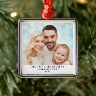 Modern Personalised Photo Christmas Metal Tree Decoration