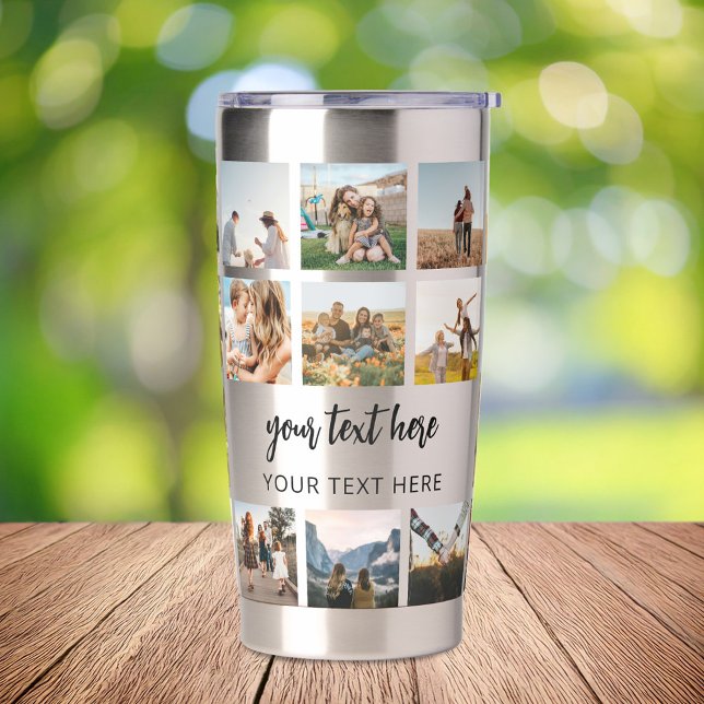 Modern Personalised Photo Collage Insulated Tumbler (Creator Uploaded)