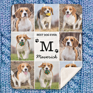 Modern Personalised Photo Collage Pet Dog Lover  Sherpa Blanket