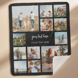 Modern Personalised Photo Collage Sherpa Blanket
