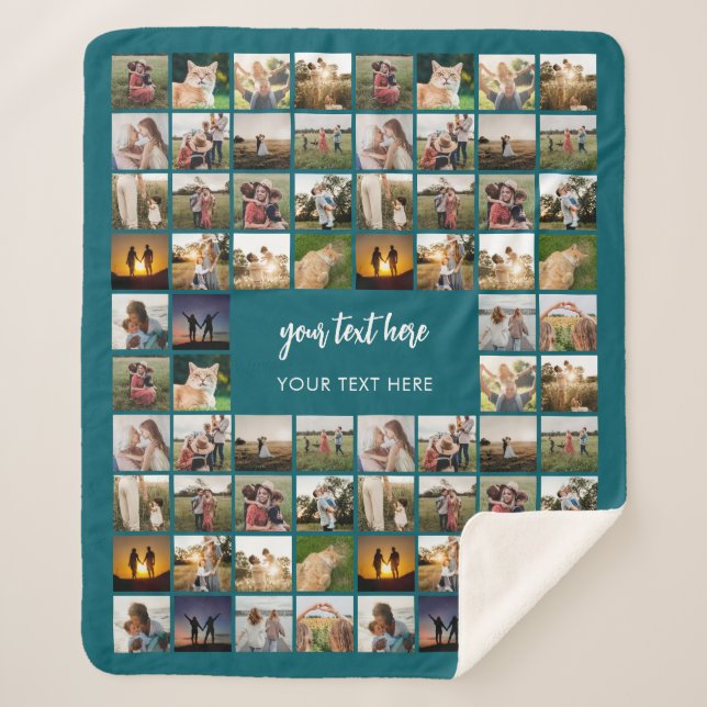 Modern Personalised Photo Collage Sherpa Blanket (Front)
