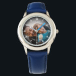 Modern Personalised Photo & Custom Text Boy's Watch<br><div class="desc">This custom boy's watch features a heartwarming and fully personalised photo design, perfect for celebrating cherished memories. The watch face showcases your chosen image surrounded by a classic numeral layout, making it easy for children to read the time while keeping a loved moment close. Add your own text above and...</div>