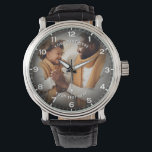 Modern Personalised Photo & Custom Text Men's Watch<br><div class="desc">Create a meaningful and stylish keepsake with this personalised watch featuring a fully customisable photo design. The watch face highlights your favourite image, surrounded by a sleek layout with clear numerals for a classic yet modern look. Perfect for celebrating special moments, the design allows you to add custom text above...</div>