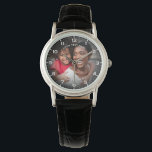 Modern Personalised Photo & Custom Text Women's Watch<br><div class="desc">Create a meaningful and stylish keepsake with this personalised watch for women featuring a fully customisable photo design. The watch face highlights your favourite image, surrounded by a sleek layout with clear numerals for a classic yet modern look. Perfect for celebrating special moments, the design allows you to add custom...</div>