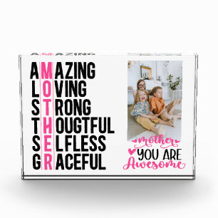 Modern Personalised Photo Frame Gift, Mother's Day Block