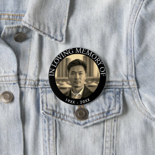 Modern Personalised Photo Memorial Death 7.5 Cm Round Badge