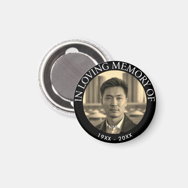 Modern Personalised Photo Memorial Death Magnet (Front/Back)