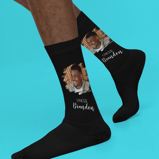 Modern Personalised Photo Uncle Socks (Creator Uploaded)
