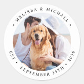 Modern Personalised Photo Wedding Classic Round Sticker (Front)