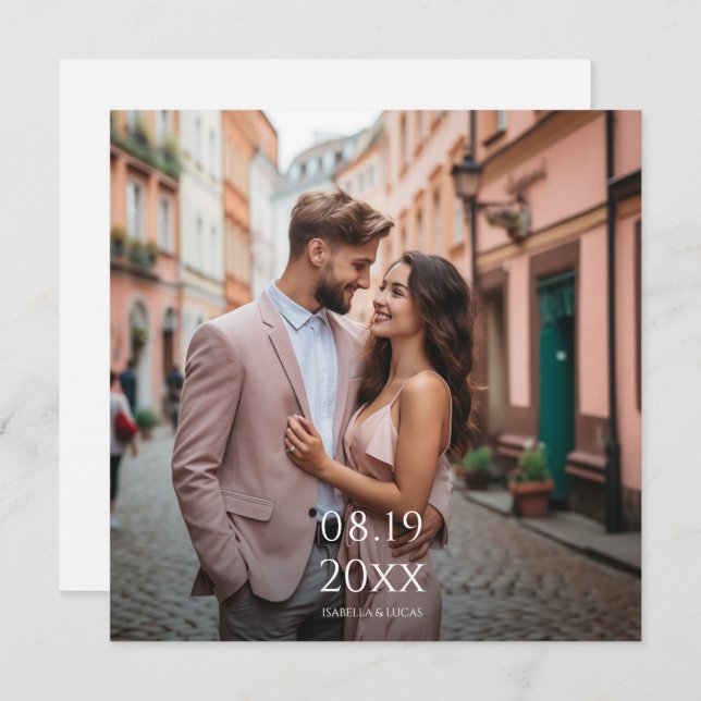 Modern Personalised Photo Wedding Invitation (Front/Back)